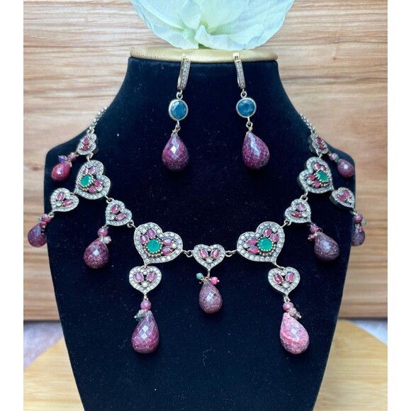 925 Sterling Silver Turkish Vintage Jewelry Set  for Women,NEW,Antique,Handmade - Picture 7 of 12